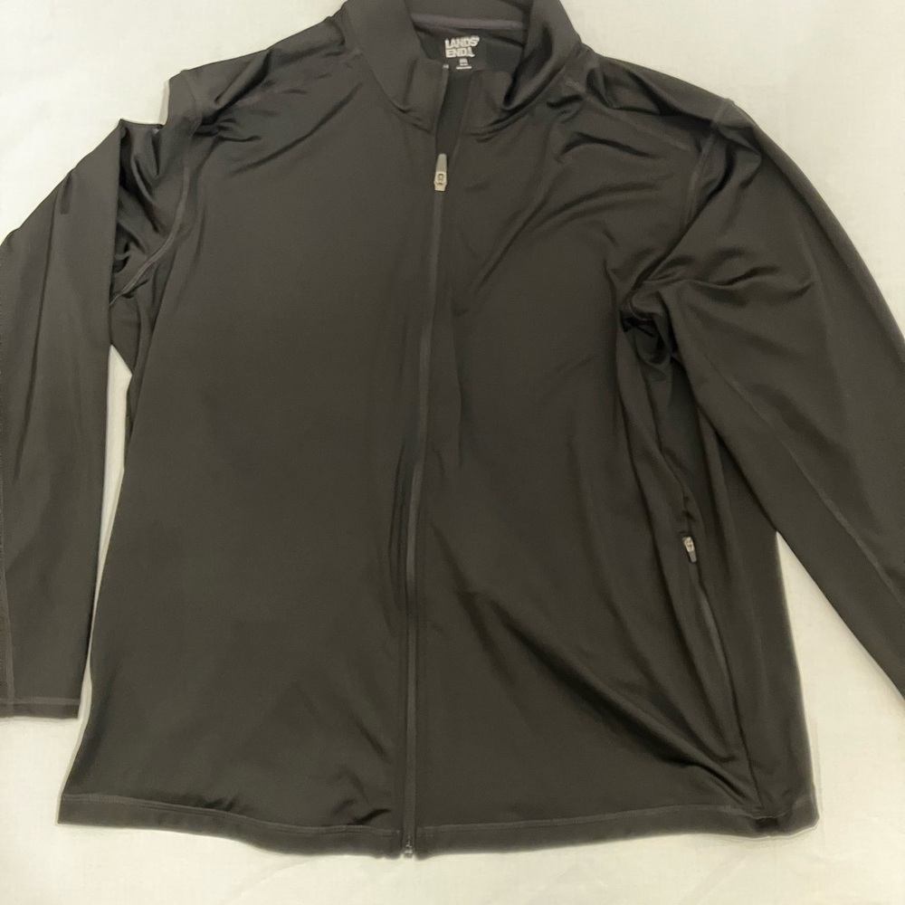 Lands' End Classic Black Zip-Up Jacket